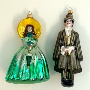 Vtg Scarlett O’Hara and Rhett Butler Kurt Adler Polonaise Christmas Ornaments